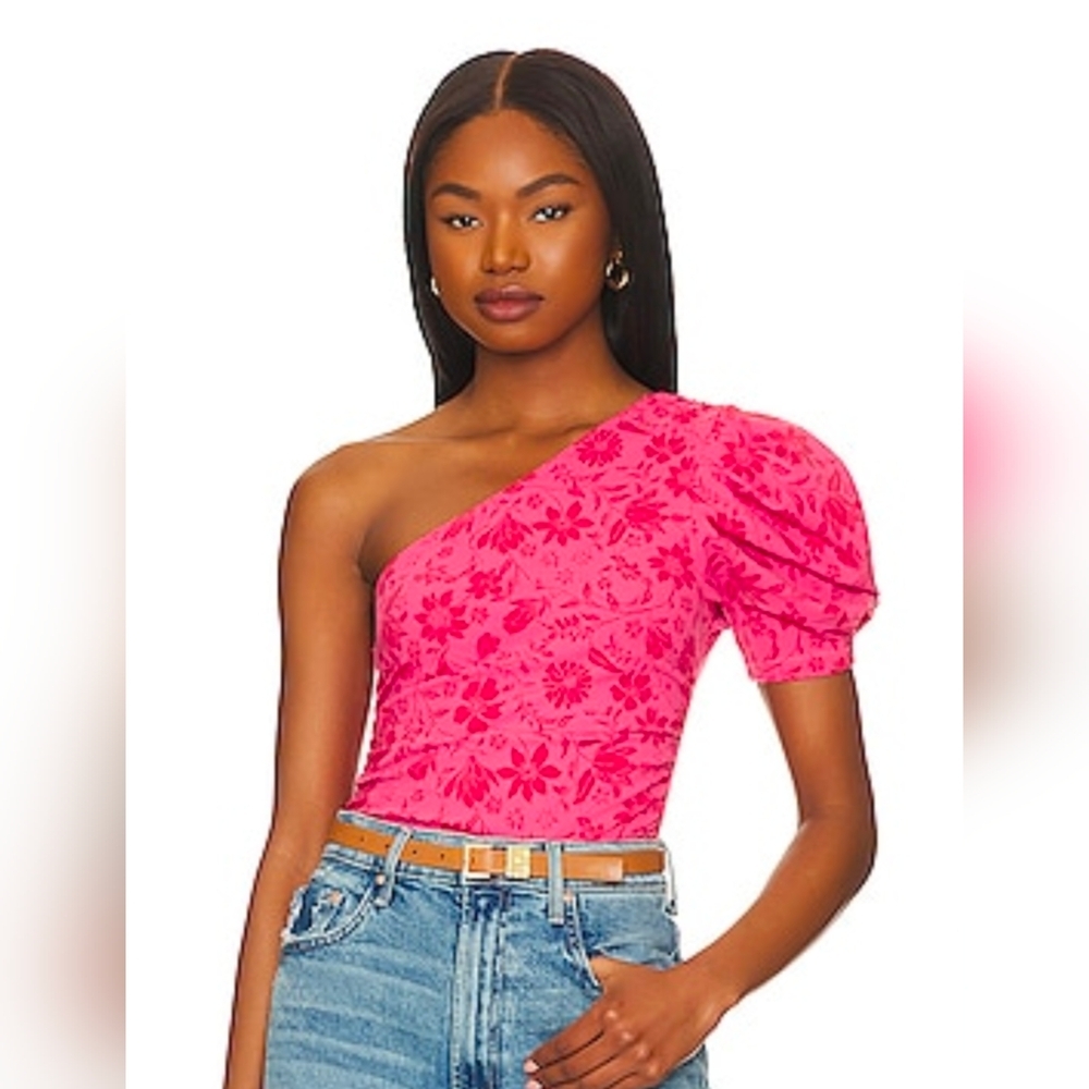 Free People Somethin Bout You Bodysuit (Small; Hot Pink Combo) Sz M